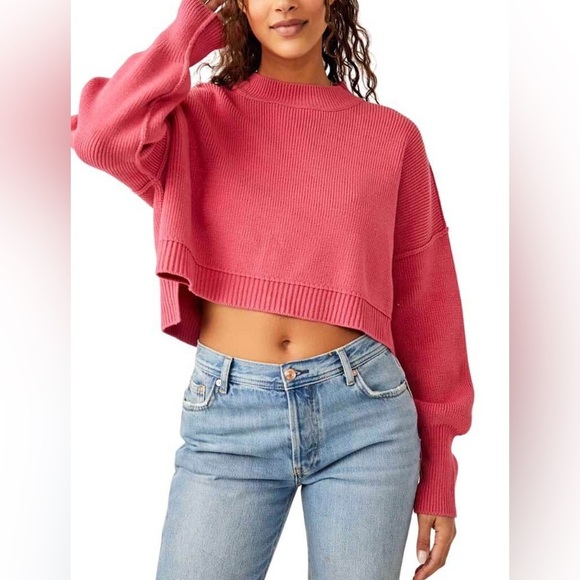 Free People Easy Street Cropped Sweater in Mademoiselle - Picture 1 of 7
